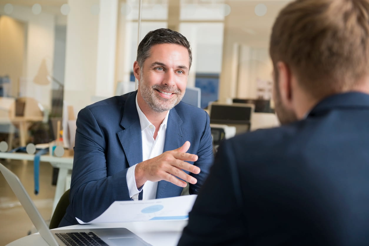 Businessman with colleague in meeting