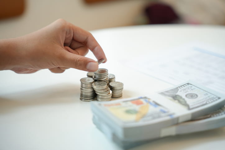 Woman handling money