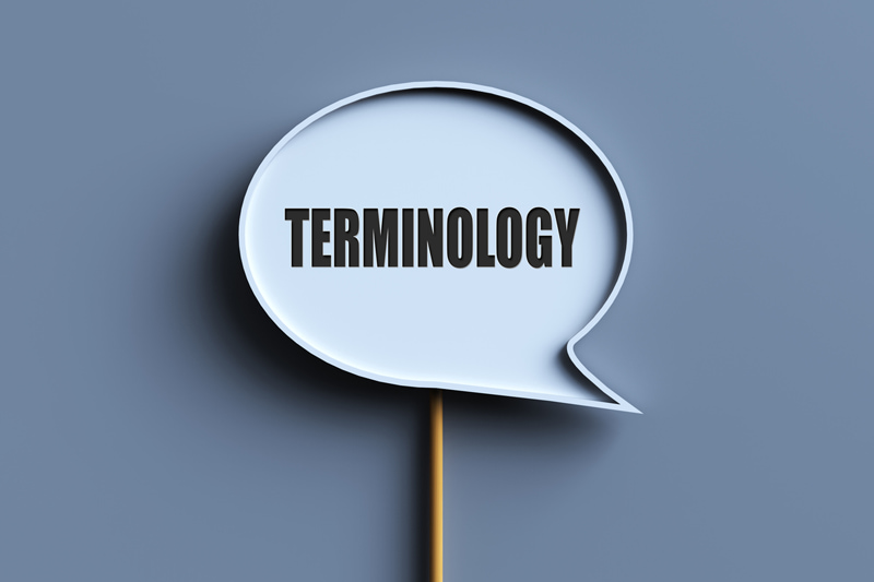 physical sign with the word 'terminology' on it